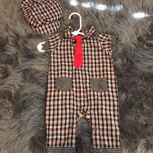 Plaid jumper and hat set